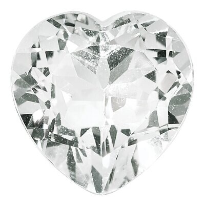 White Topaz 7mm Heart Faceted AA Quality Gemstone WT-0700-HTF-AA, MPN: WT-0700-HTF-AA,