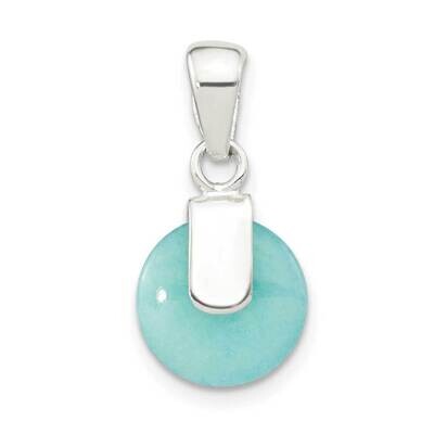 Circle Imitation Turquoise Pendant Sterling Silver Polished QP5532, MPN: QP5532,
