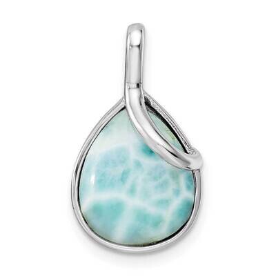 Pear Shape Larimar Twist Pendant Sterling Silver Rhodium-Plated Polished QP5475, MPN: QP5475,