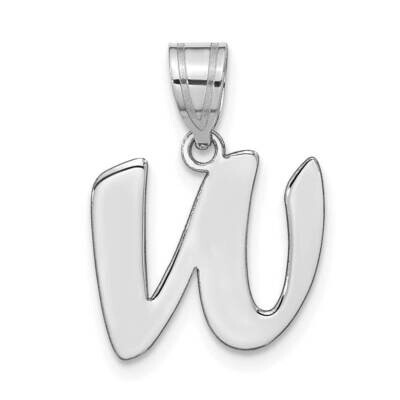Script Letter W Initial Pendant 14k White Gold Polished YC1438WW, MPN: YC1438WW, 196904084618
