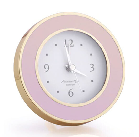 Addison Ross Pastel Pink & Gold Silent Alarm Clock 4 x 4 Inche-Gold Plating FR5611