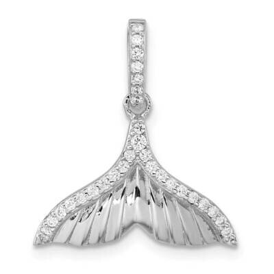 CZ Diamond Textured Tail Pendant Sterling Silver Rhodium-Plated QP5540, MPN: QP5540,