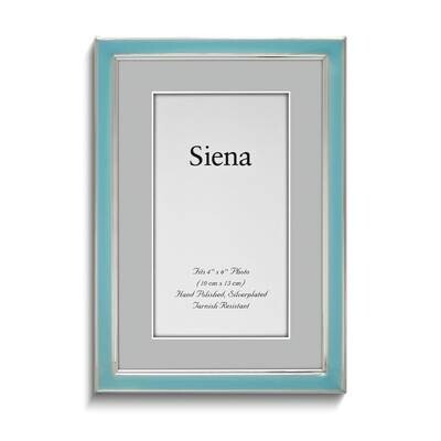 Silver-tone Blue Enameled Narrow 4 x 6 Inch Photo Picture Frame GM25982, MPN: GM25982,