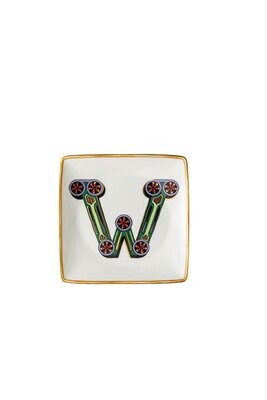 Versace Christmas Holiday Alphabet Canape Dish Alphabet Letter W 4 3/4 Inch Square, MPN: 11940-4037…