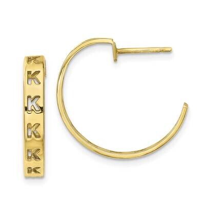 Brushed Initial Post Hoop Earrings 10k Gold 10XNE47Y, MPN: 10XNE47Y, 196904159484