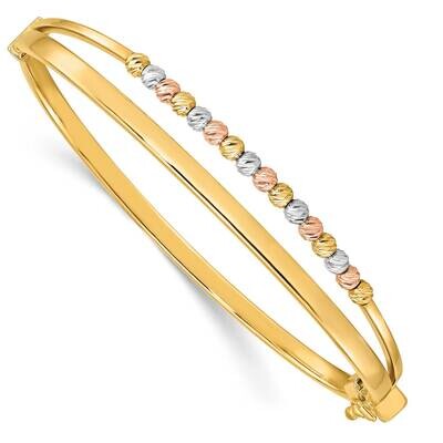 Polished Diamond-Cut Fancy Hinged Bangle 14k Tri-Color Gold DB710, MPN: DB710, 191101562686