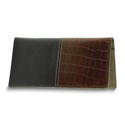 Brown Pebbled Buffalo Crocodile Print Leather Rodeo Wallet GM25077BRN, MPN: GM25077BRN,