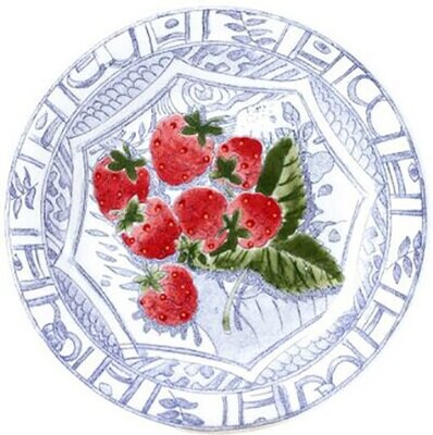 Gien Oiseau Blue Fruits Canape Plate Strawberry 1292APA350, MPN: 1292APA350, 840769099309