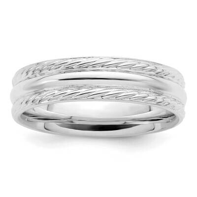 6mm Polished Fancy Band Size 10 Sterling Silver Rhodium-plated QWB116RH-10, MPN: QWB116RH, 88395735…