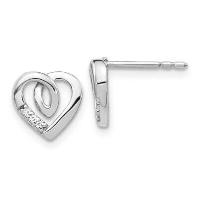 Heart Post Earrings 14k White Gold EM5520-003-WA, MPN: EM5520-003-WA, 818050010357