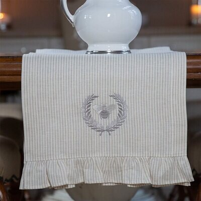Crown Bumble Bee Embroidered Linen Table Runner 90 Inch Wide R741