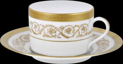 J. Seignolles Ambassade White With Gold Tea Cup and Saucer JS17522, MPN: JS17522,