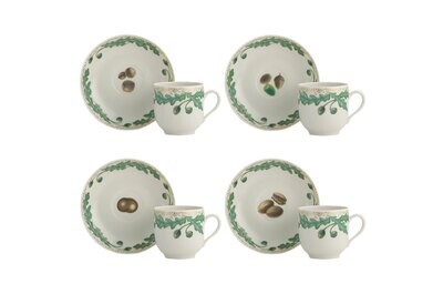 Mottahedeh Nutleaf Tea Cup &amp; Saucer Set of 4 S804, MPN: S804,