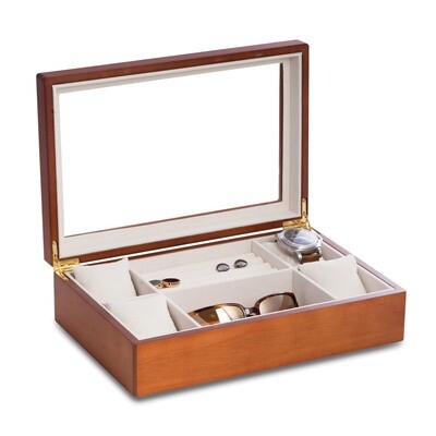 Matte Cherry Finish Wood 4-Watch &amp; Accessory Case GM18309, MPN: GM18309, 797140506720