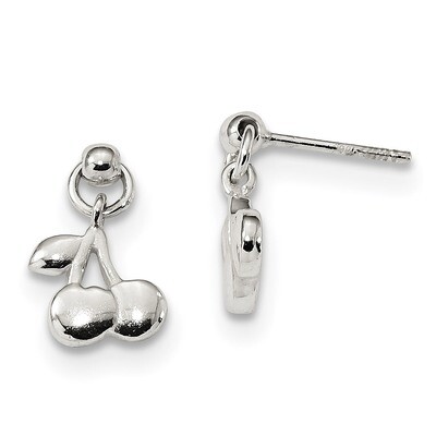 Cherries Dangle Post Earrings Sterling Silver Polished QE13370, MPN: QE13370, 191101235733