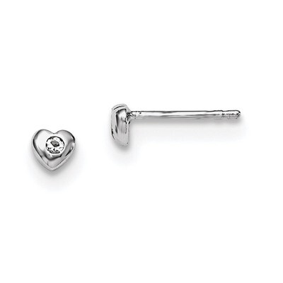 Child&#39;S Preciosca Crystal Apr Heart Earrings Sterling Silver Rhodium-plated QE11248APR, MPN: QE1124…