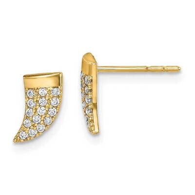 Horn Post Earrings 14k Gold CZ Diamond SE2904 by Madi K, MPN: SE2904, 191101902024