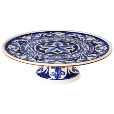 Casafina Alentejo Terracota Indigo Footed Plate 13 Inch FP90-BW, MPN: FP90-BW, 840289091616