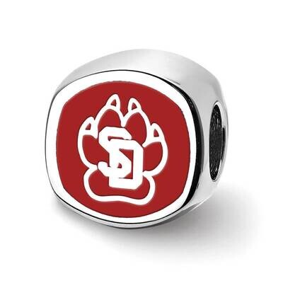 University of South Dakota SD Paw print 2-sided Enameled Bead Sterling Silver SS501USD, MPN: SS501U…