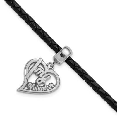I Heart My Volunteer Bead Black Leather Bracelet Sterling Silver PBS018BDSSBR, MPN: PBS018BDSSBR, 8…