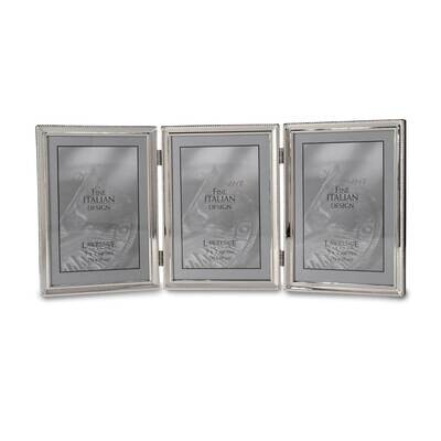 Polished Silver-plated 5 x 7 Inch Hinged Triple Picture Frame Bead Border Design GM22288, MPN: GM22…