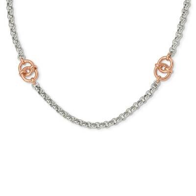 Rose-tone Polished with 1 inch extender Fancy Necklace Sterling Silver QG5273-36, MPN: QG5273-36, 1…