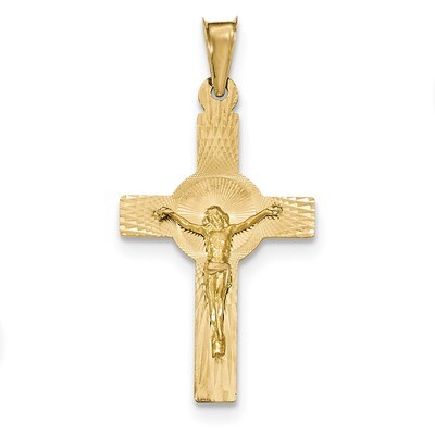 Satin and Diamond -cut Crucifix Pendant 14k Gold Polished K5542, MPN: K5542, 191101368622