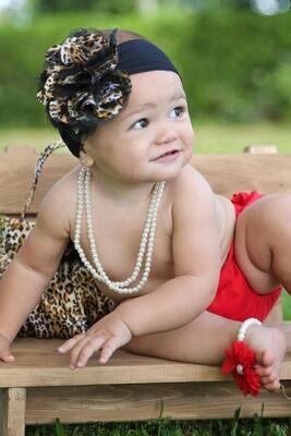 Baby Headband Leopard Flower Headband Cheetah Baby Headband Big Flower Headband Flower Girl Headban…