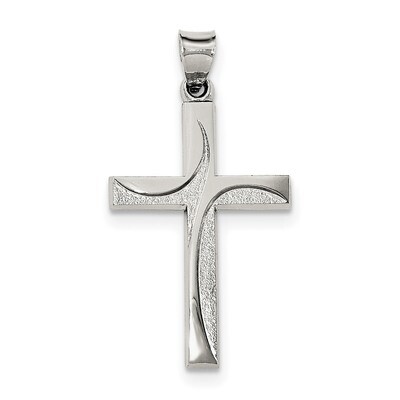 Textured Brushed and Polished Latin Cross Pendant Sterling Silver QC8174, MPN: QC8174, 191101368738