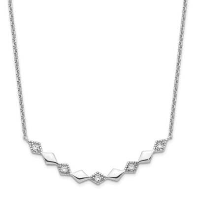 CZ Diamond Diamond Shapes Necklace 17.75 Inch Sterling Silver Rhodium-Plated Polished QG6112-17.75,…