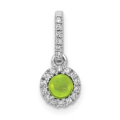 Cabochon .47 Peridot Pendant 14k White Gold Diamond PM4031-PE-009-WA, MPN: PM4031-PE-009-WA,