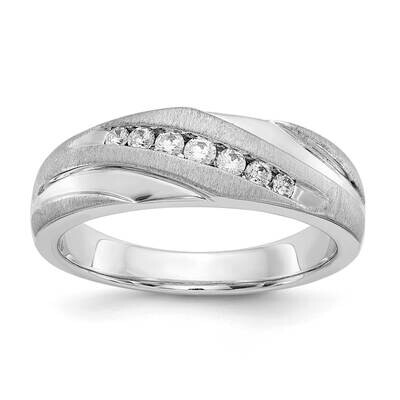 Diamond Vs/Si, D E F, Brushed/Polished Men&#39;s Band 14k White Gold True Origin Lab Grown RM3538-025-W…