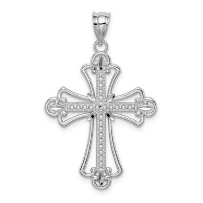 Diamond-cut Textured Cross Pendant 14k White Gold Polished D4648, MPN: D4648, 883957594231