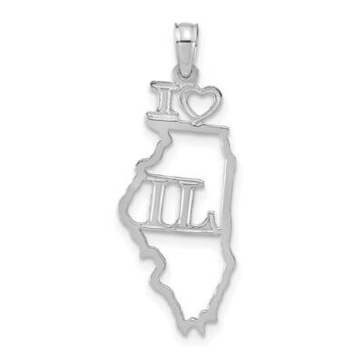 Illinois State Pendant 14k White Gold Solid D1161W, MPN: D1161W,