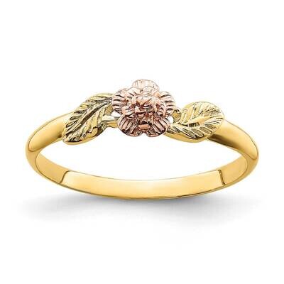 Two Tone Leaves with Flower Ring 14k Gold Diamond-cut R933, MPN: R933, 196904042724
