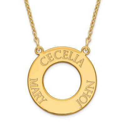 Open Circle with 3 names Gold Plated Sterling Silver XNA759GP, MPN: XNA759GP,
