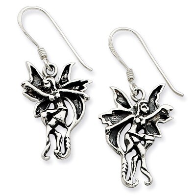 Antiqued and Polished Dancing Dangle Earrings Sterling Silver QE7374