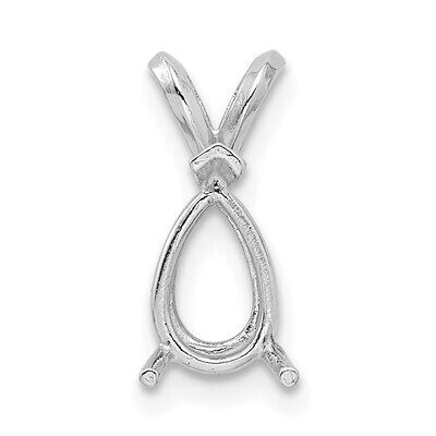 Pear 3-Prong Cast V-End 5 x 3mm Pendant Setting 14k White Gold WG992, MPN: WG992,