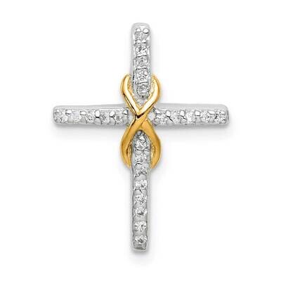Gold Tone Cross Chain Slide Sterling Silver CZ Diamond QC9394, MPN: QC9394, 883957833125