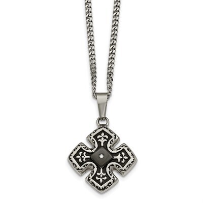 Black IP CZ Celtic Cross Necklace Stainless Steel Polished SRN2068-20 by Chisel, MPN: SRN2068-20, 1…