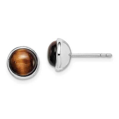7mm Tigers Eye Post Earrings Sterling Silver Rhodium-plated QE15060, MPN: QE15060, 883957606057