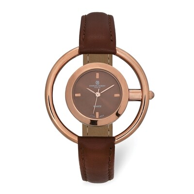 Charles Hubert Ladies Rose Finish Brown Dial Modern Circle Watch  XWA6104, MPN: XWA6104, 8488700089…