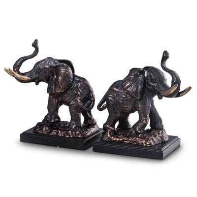 Cast Metal Elephant Bookends with Bronzed Finish on Black Marble Base GM21516, MPN: GM21516, 797140…