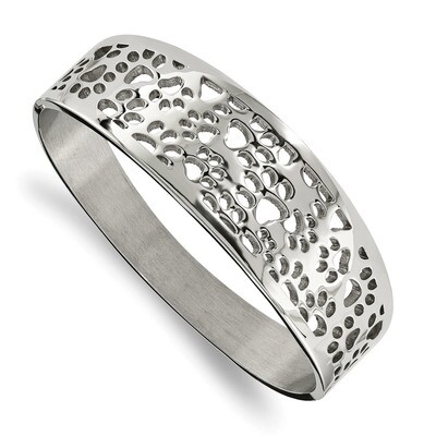 Paw Print Cut-out Hinged Bangle Stainless Steel Polished SRB1886 by Chisel, MPN: SRB1886, 191101016…