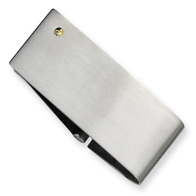 Brushed Yellow IP-plated Screw Accent Money Clip - Stainless Steel SRM123 by Chisel, MPN: SRM123, 8…