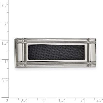 Carbon Fiber Inlay Money Clip Stainless Steel Polished SRM193, MPN: SRM193, 191101850530