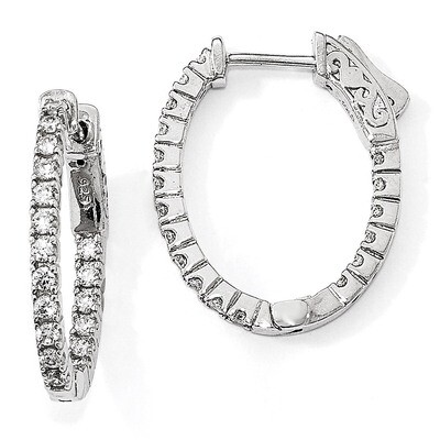 CZ In &amp; Out Oval Hoop Earrings Sterling Silver Rhodium-plated QE12989, MPN: QE12989, 886774023861
