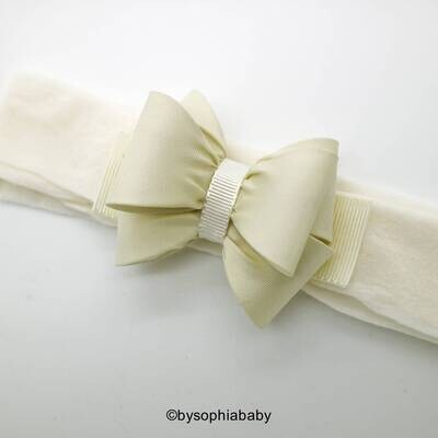 Ivory Bow Headband Ivory Girls Headband Baby Ivory Bow Headband Newborn Headband Baby Headband Nylo…