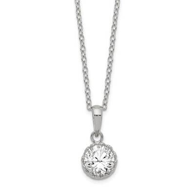 18 Inch Polished CZ Diamond Necklace Sterling Silver Rhodium-plated QG5143-18, MPN: QG5143-18, 8867…