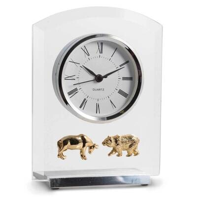 Stock Market Beveled Glass Quartz Clock with Stainless Steel Accents GM21452, MPN: GM21452, 7971403…
